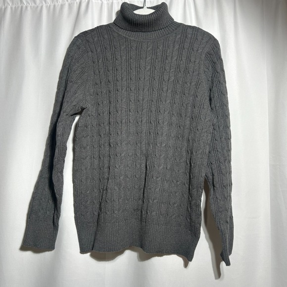 St. John's Bay Sweaters - St Johns Bay Women's Cable Knit Turtleneck Sweater‎ Sz XL Gray Fisherman Coastal